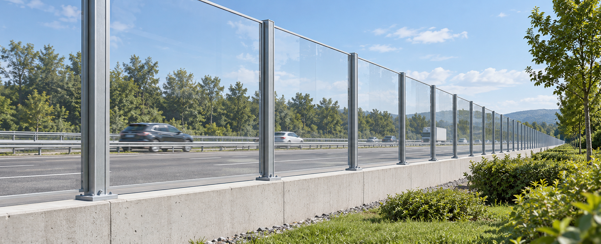 transparent noise barrier panels for bridges screen