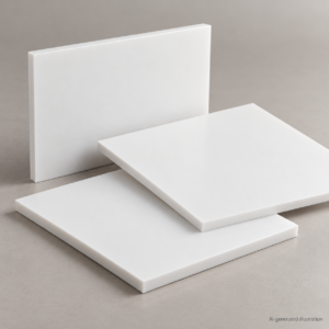 AI-generated illustration of white ABS sheet samples