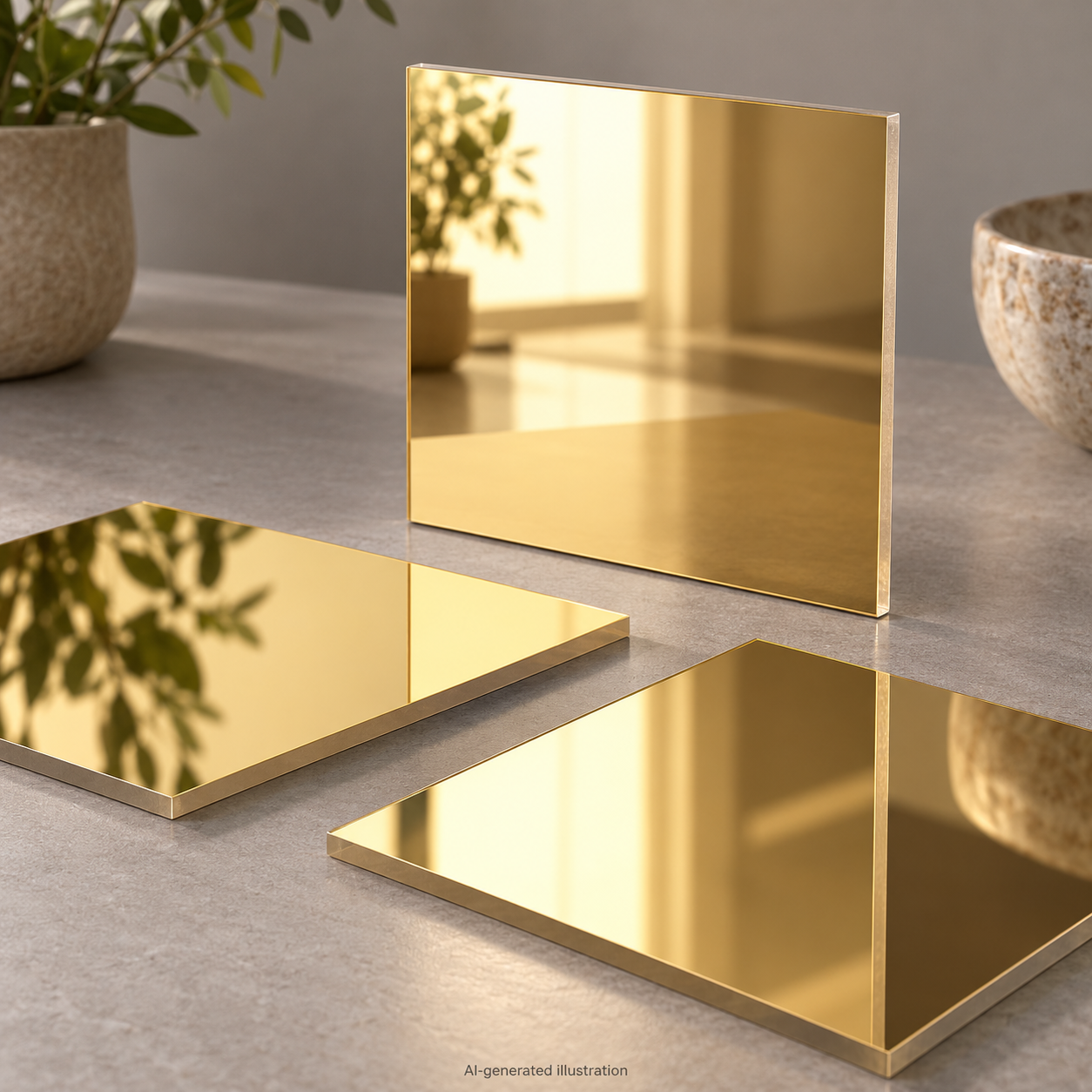AI-generated illustration of mirror gold sheet material