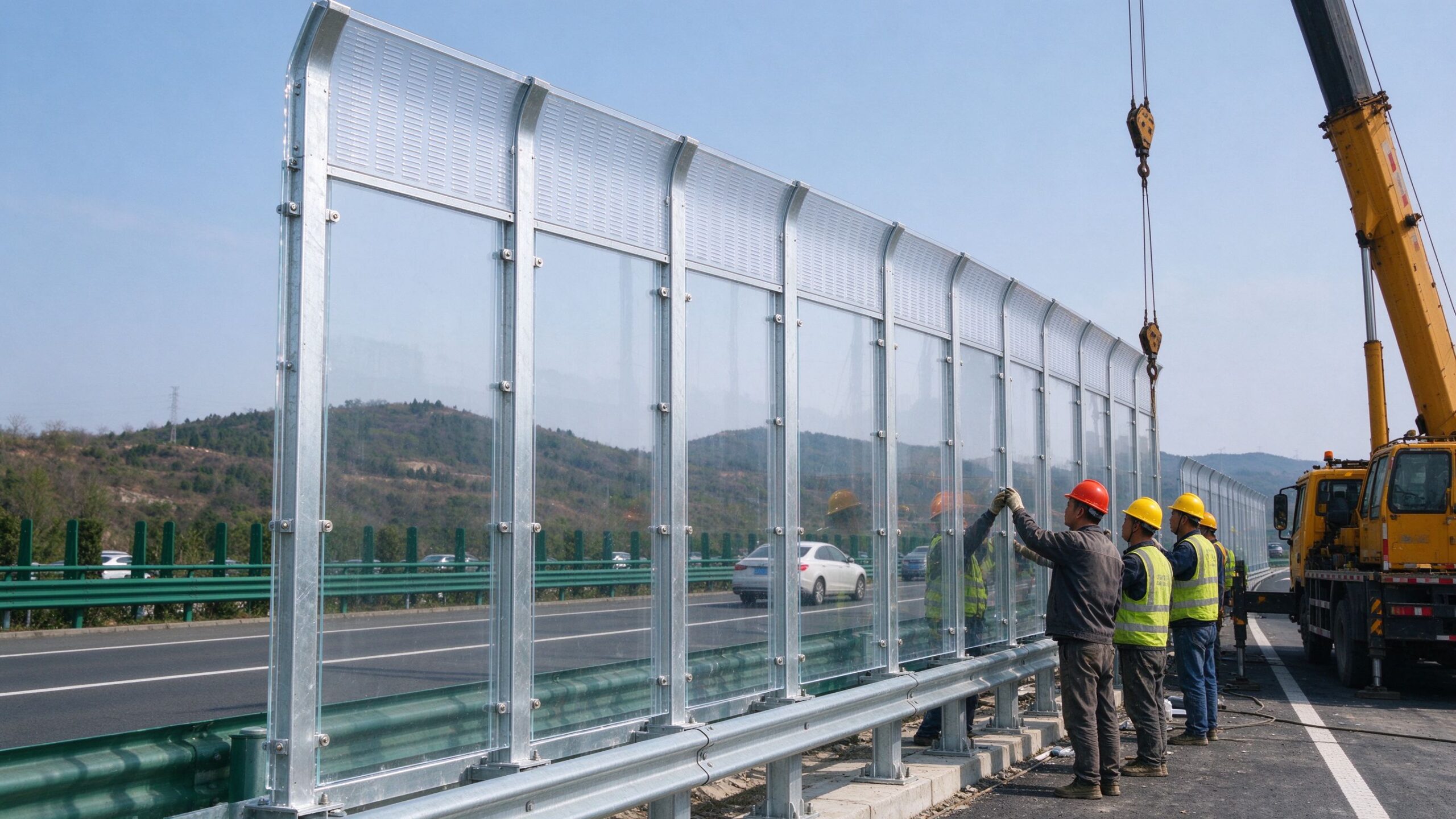 transparent noise barrier panels highway installation