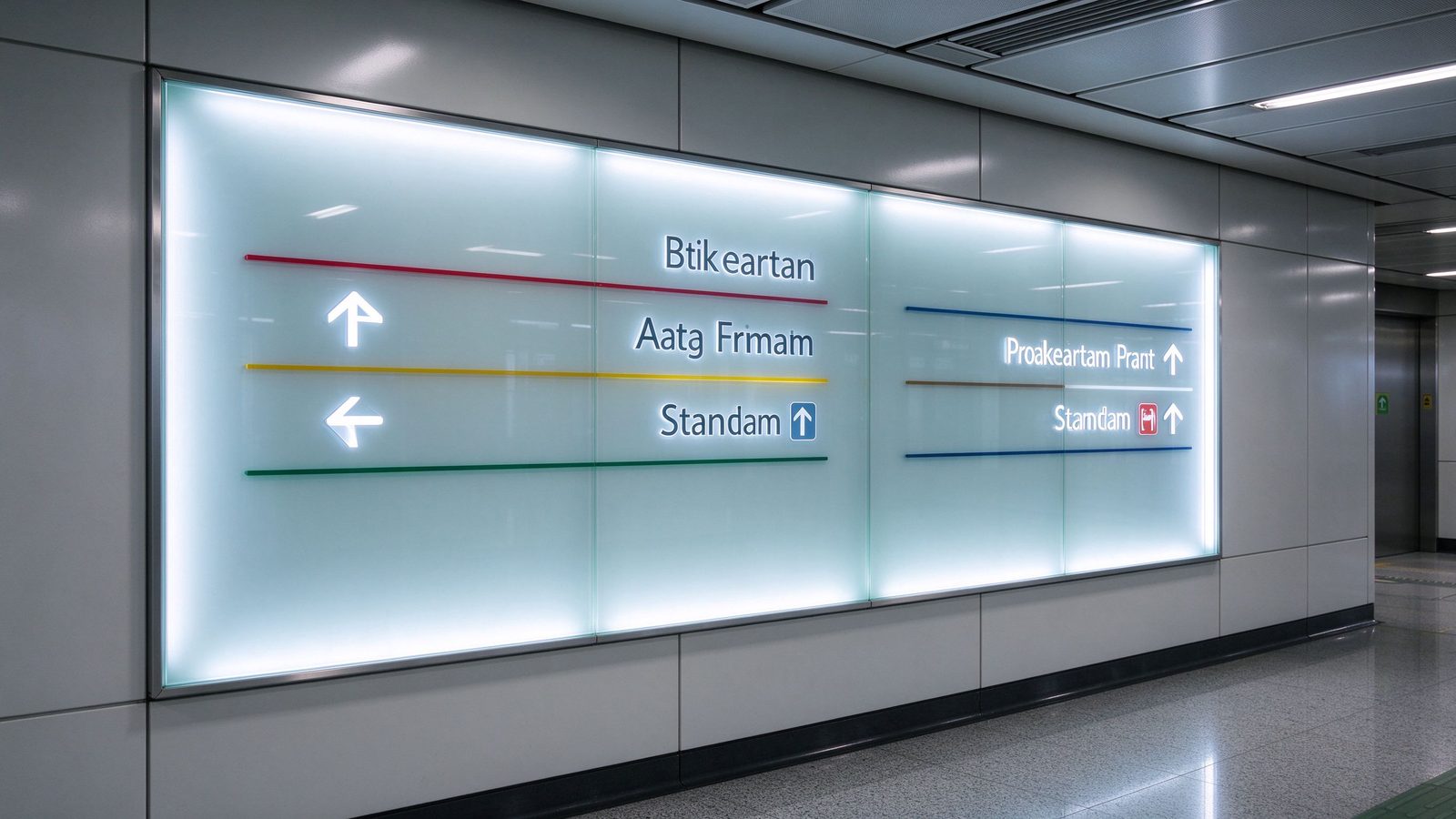 acrylic wayfinding signage for airport and metro stations
