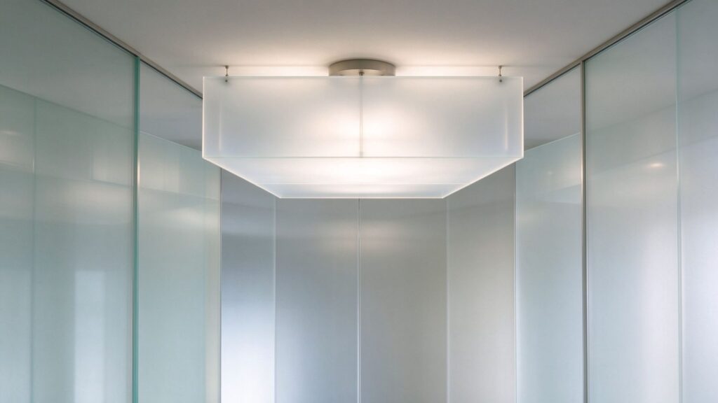 frosted acrylic sheet partition and lamp diffuser